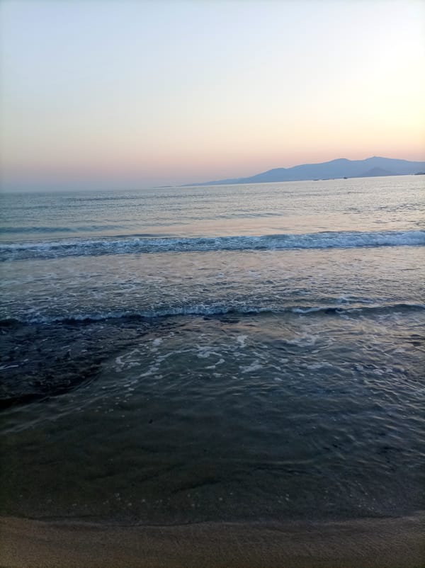 Sunset hour on the beaches of Naxos, Greece