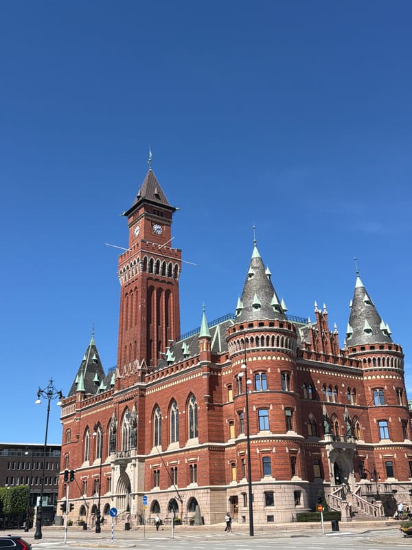 Historic landmarks and architecture in central Helsingborg