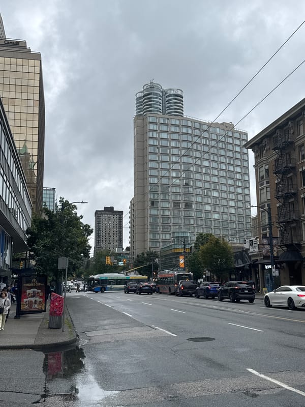 Rainy afternoon stroll through downtown Vancouver's luxury shopping district