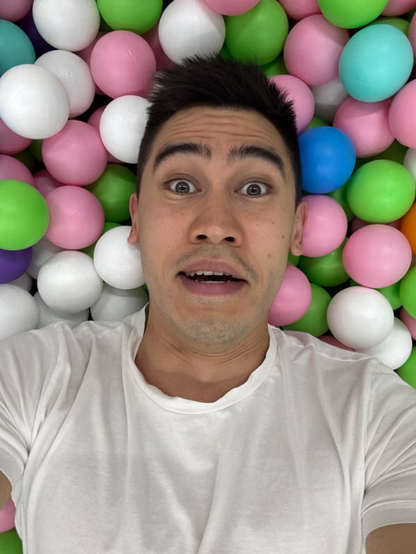 Man enjoys ball pit recreation in Kazan