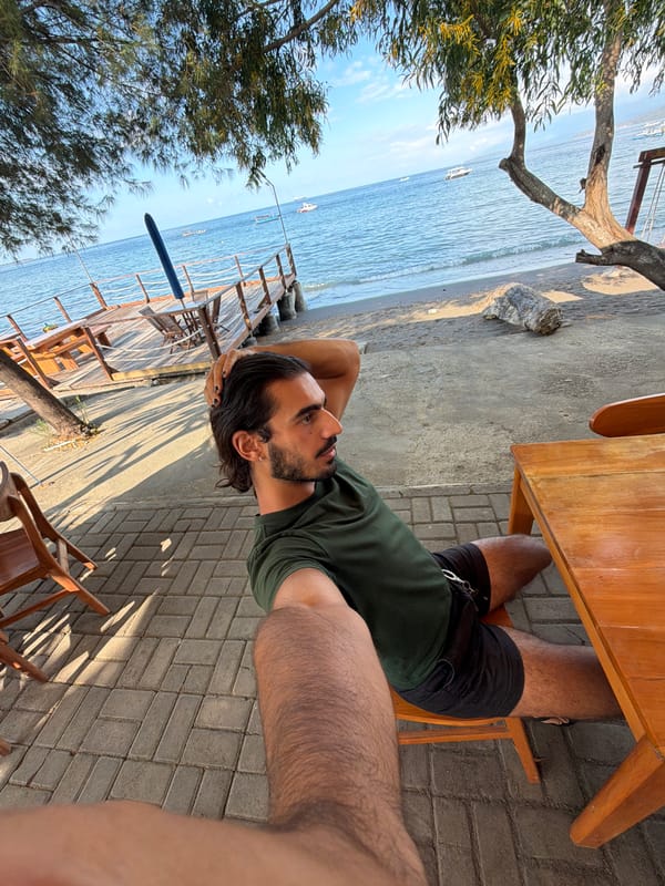 Relaxed morning at a beachside spot in Indonesia