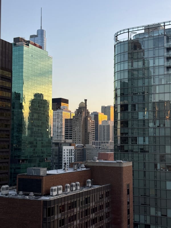 Chicago skyline from above at golden hour