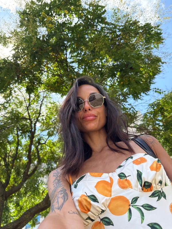 Close-up portrait with hexagonal sunglasses in Pleven, Bulgaria