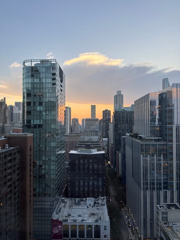 Chicago skyline at sunset, multiple angles
