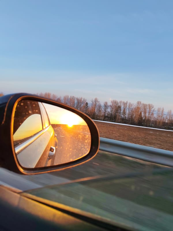 Motorist captures sunset views on Russian highway near Niva