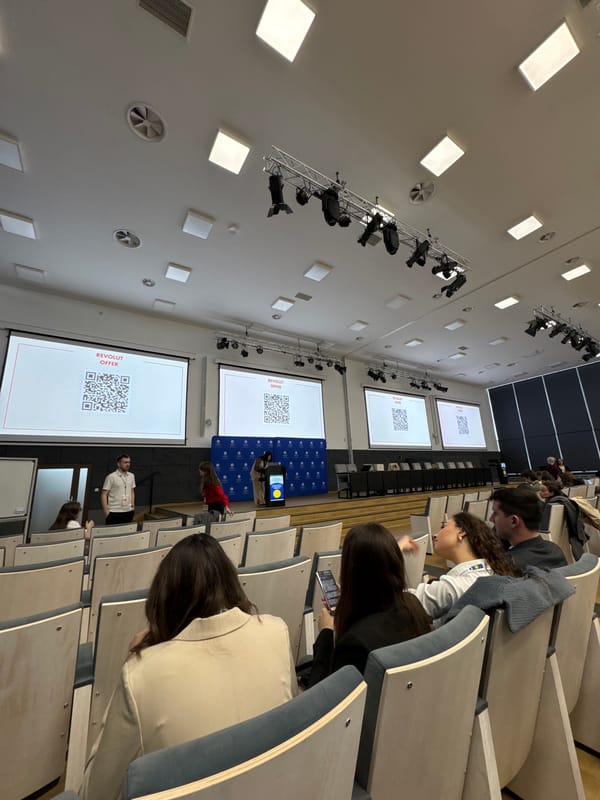 Corporate conference held at Polish university with sponsor presentations