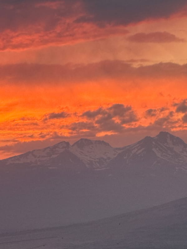 Fiery sunset over Abovyan, Armenia, seen from across the city