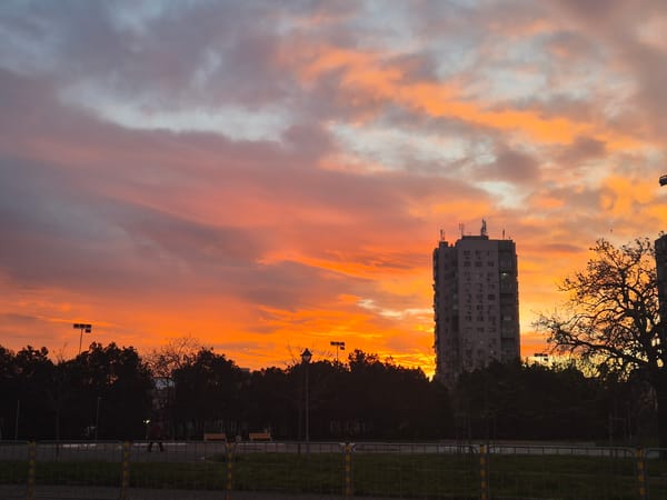 Sunset observed over Burgas, Bulgaria urban landscape