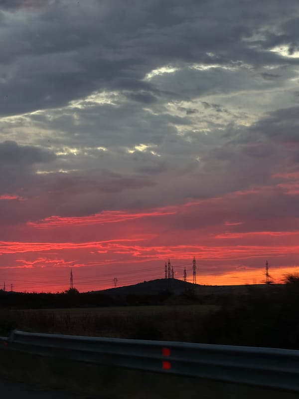 Stormy sunset lights up the rural edge of Burgas