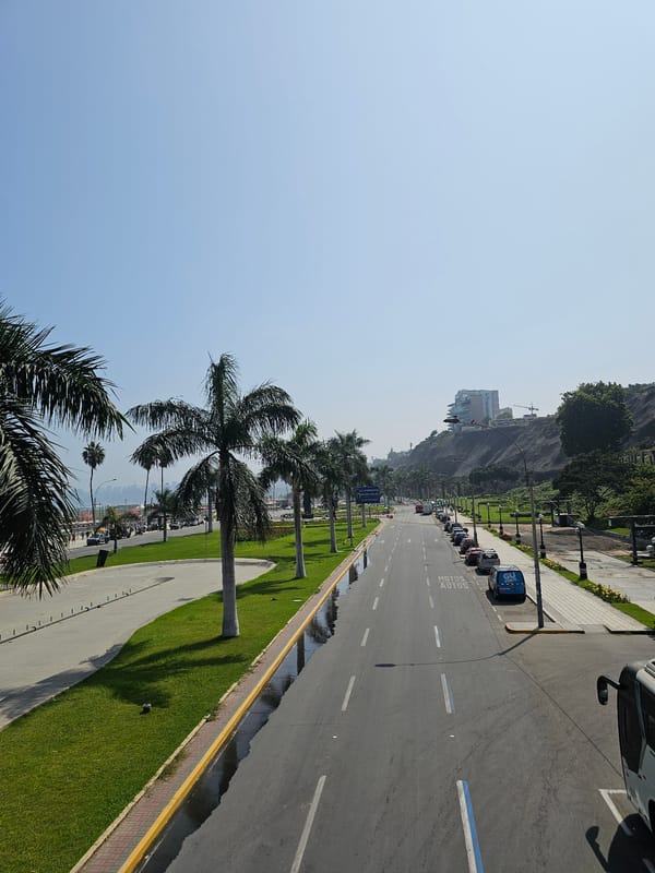 Chorrillos district scenes captured across roadways, underpass, coastal areas