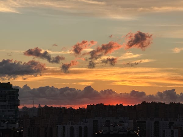 Sunset over an unidentified Russian city skyline