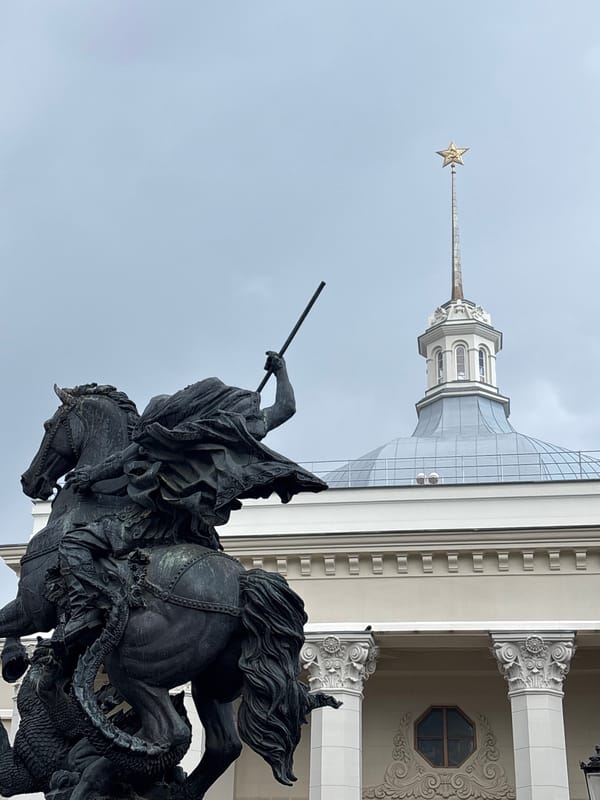 Moscow railway station area and surrounding streets on a rainy morning