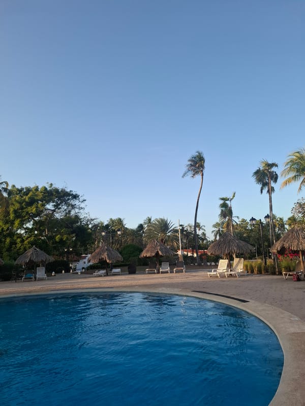 Resort pool area documented at Playa El Agua, Venezuela