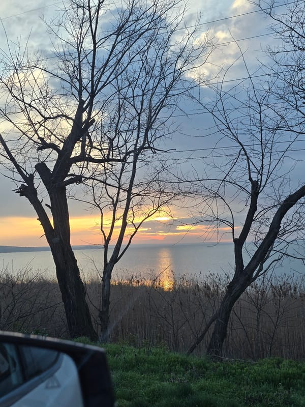 Sunset observed over water near Burgas, Bulgaria