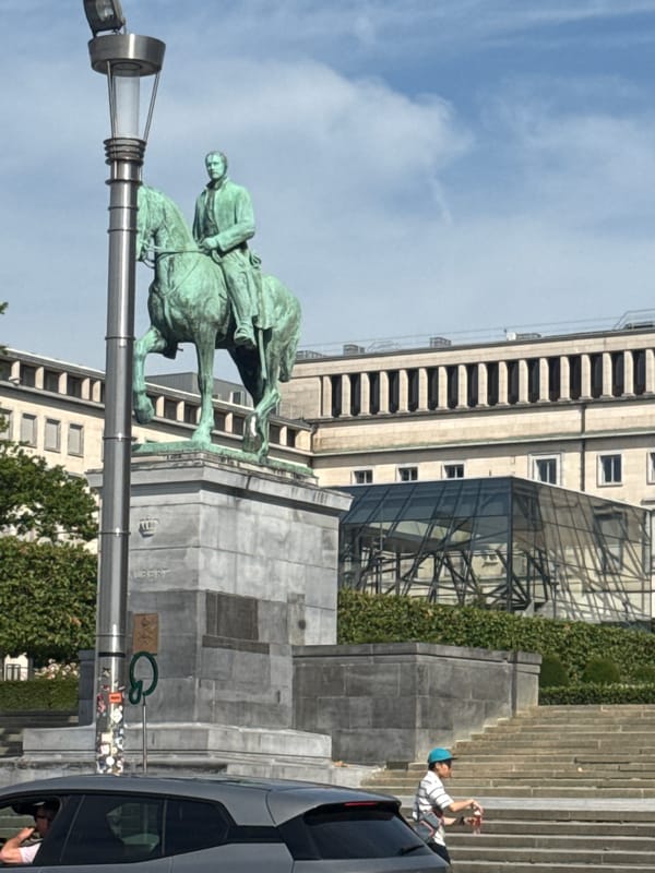 Sunny afternoon across Brussels city center landmarks