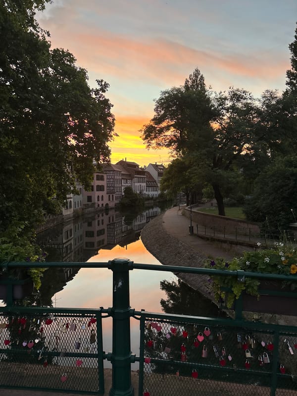 Sunset captures documented across Strasbourg's historic canals and bridges