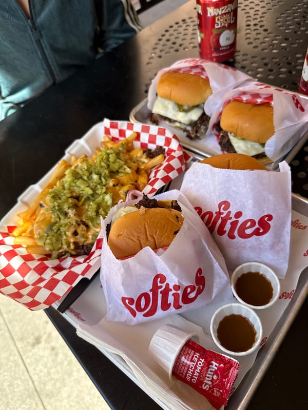 Outdoor fast-food dining captured in Los Angeles evening scene