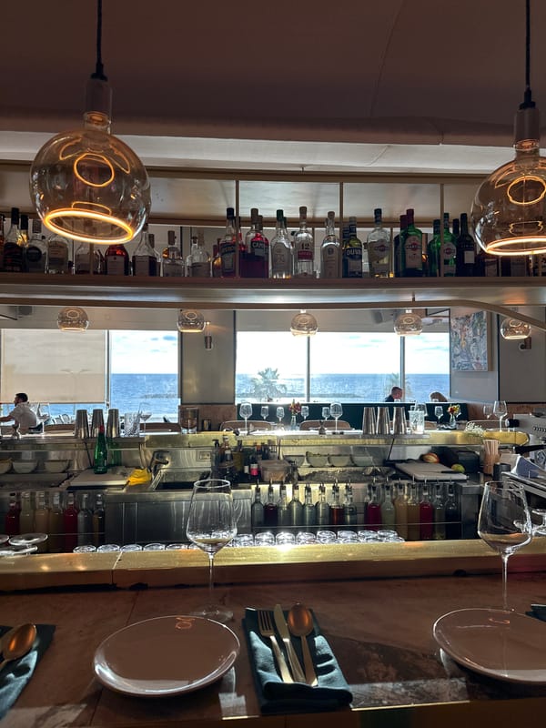 Tel-Aviv bar interior captured with coastal views visible