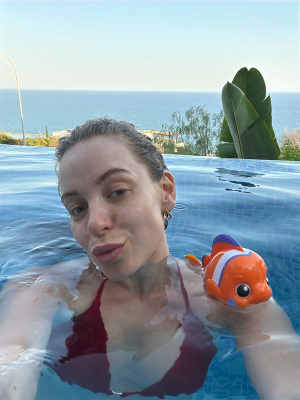 Infinity pool afternoon overlooking the Cyprus coastline