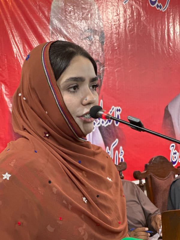 Indoor gathering with speakers and street scenes in Quetta