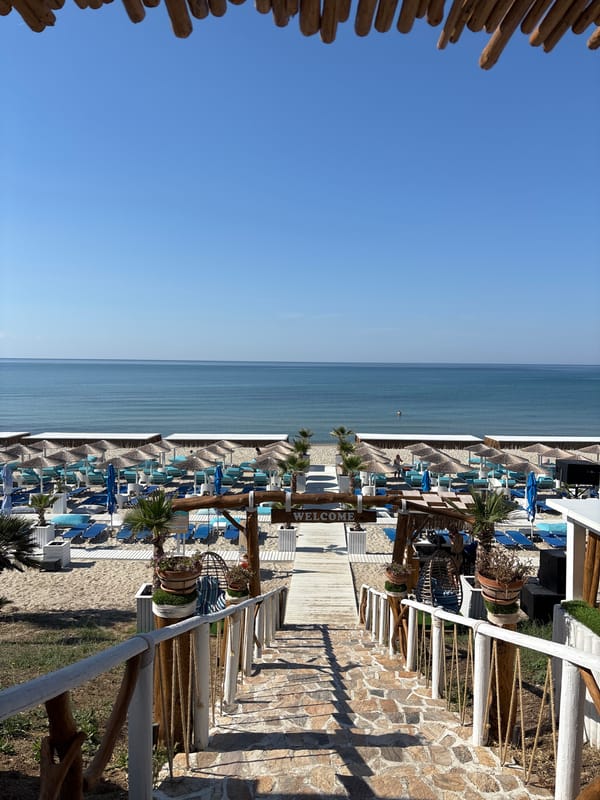 Lazy summer morning at a beach resort in Paralia Mesis