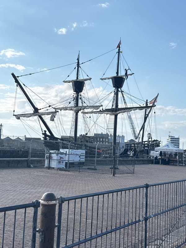 Replica of Magellan's Nao Victoria docked in Great Yarmouth