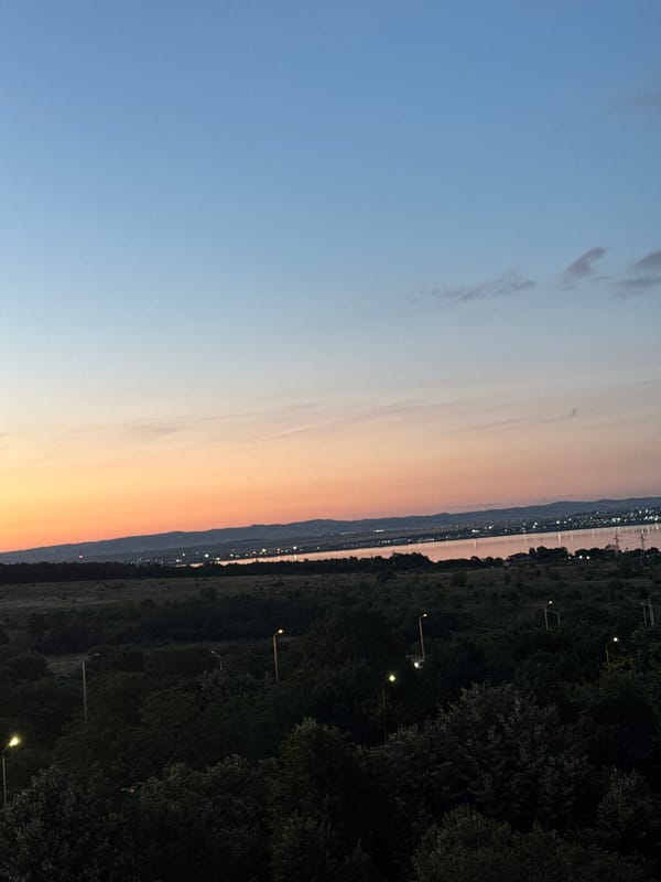 Sunset to nightfall across Burgas, Bulgaria