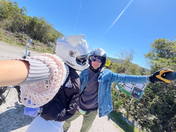 Motorcyclists tour mountain roads near Kubasi, Montenegro