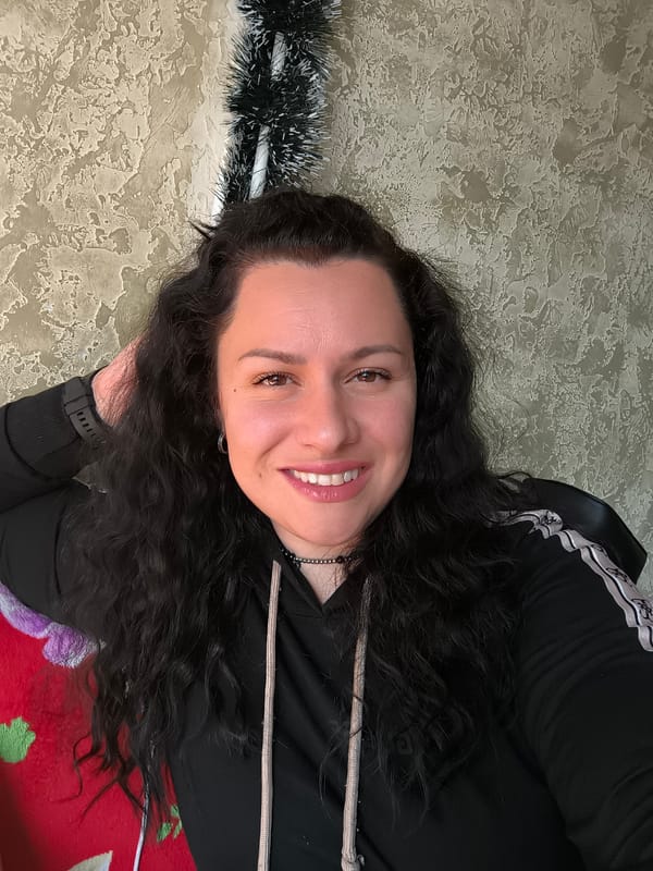 Woman photographed smiling in Pleven, Bulgaria