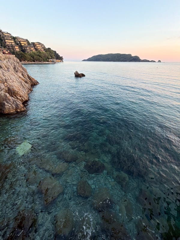 Golden hour sunset captured across Budva Montenegro coastline