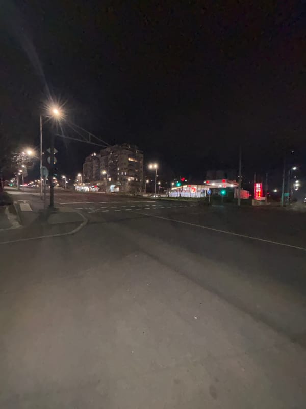 Evening street scenes documented across Burgas, Bulgaria