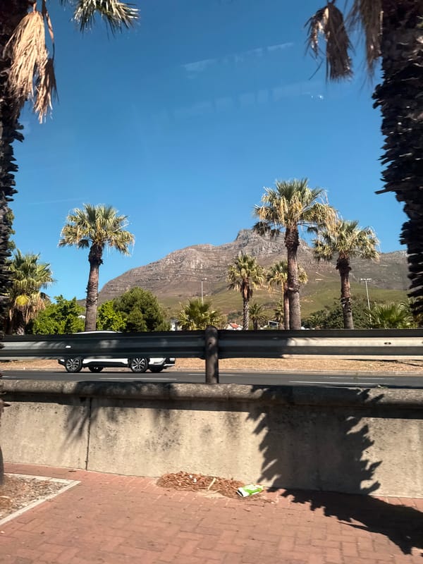 Table Mountain view captured from Cape Town street scene