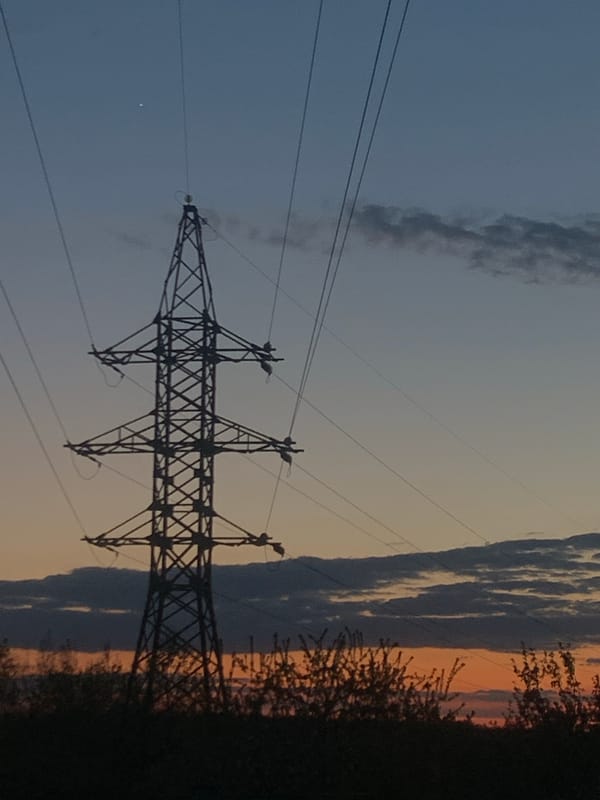 Rural landscapes with power tower, flowering fields documented