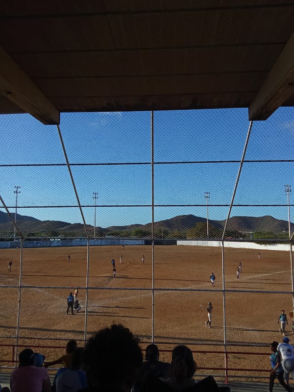 Baseball game underway in Juan Griego, Venezuela
