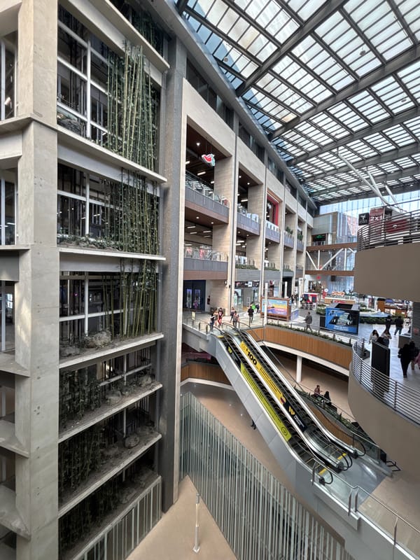 Evening documentation of Mexico City shopping mall facilities