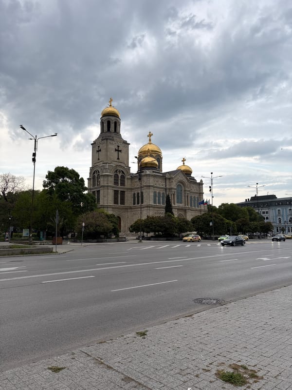 Marathon registration event held near historic cathedral in Varna
