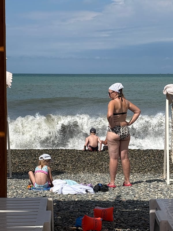 A lazy summer morning on Sochi's Black Sea pebble beach