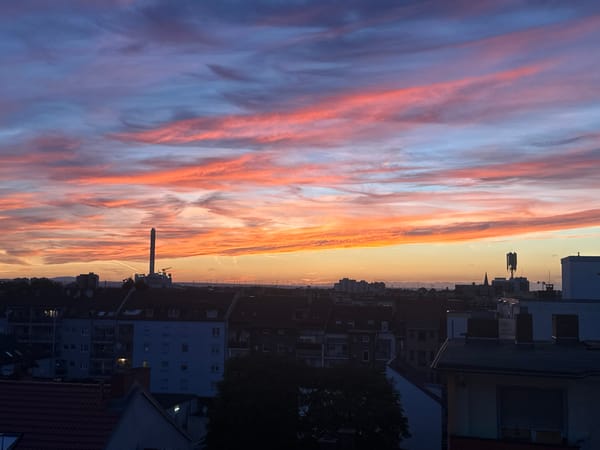 Colorful sunset over Ludwigshafen am Rhein