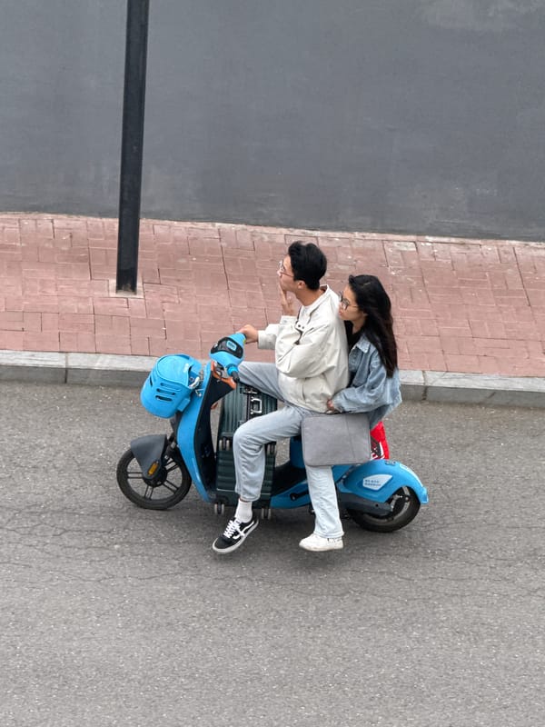 Morning scooter activity and gatherings observed in Zhongtun, China