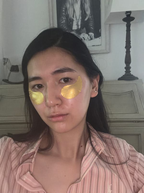 Woman in gold eye masks, striped pajamas observed in Grimaud