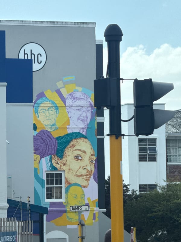 Colorful portrait mural spotted on Cape Town building wall