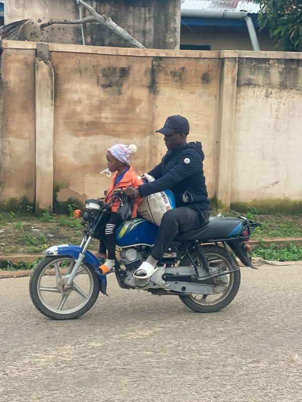 Morning street life on a Jos, Nigeria road