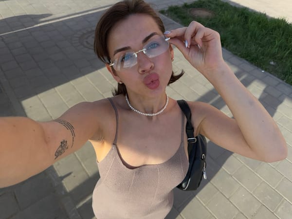 Woman takes selfie in Sarapul, Russia