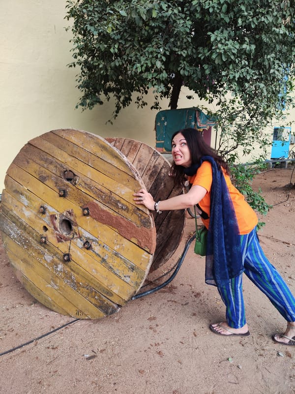 Woman spotted in casual attire outdoors in Puttaparthi