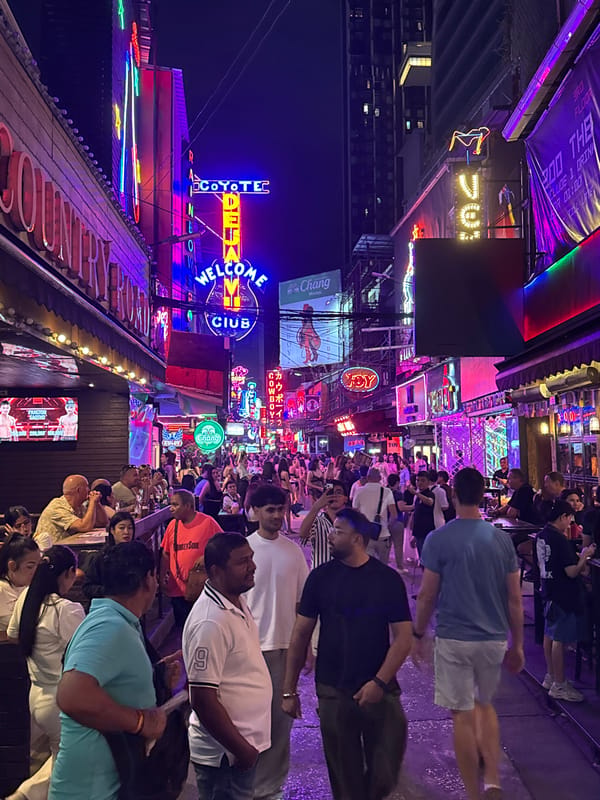 Neon-lit night in Bangkok's Patpong district