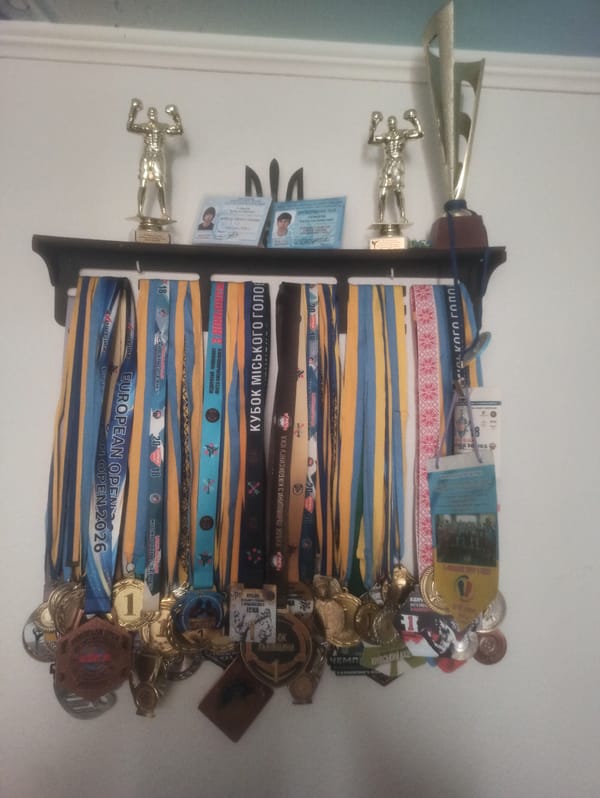 Trophies, apartment rooftops, and an ornate wall clock