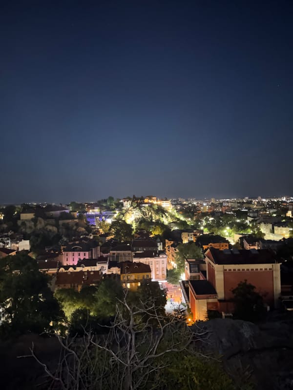 Plovdiv's Old Town and hilltop views by night