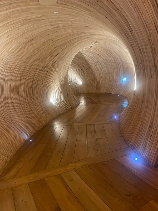 Inside a striking bamboo-and-wood restaurant in Gimpo-si