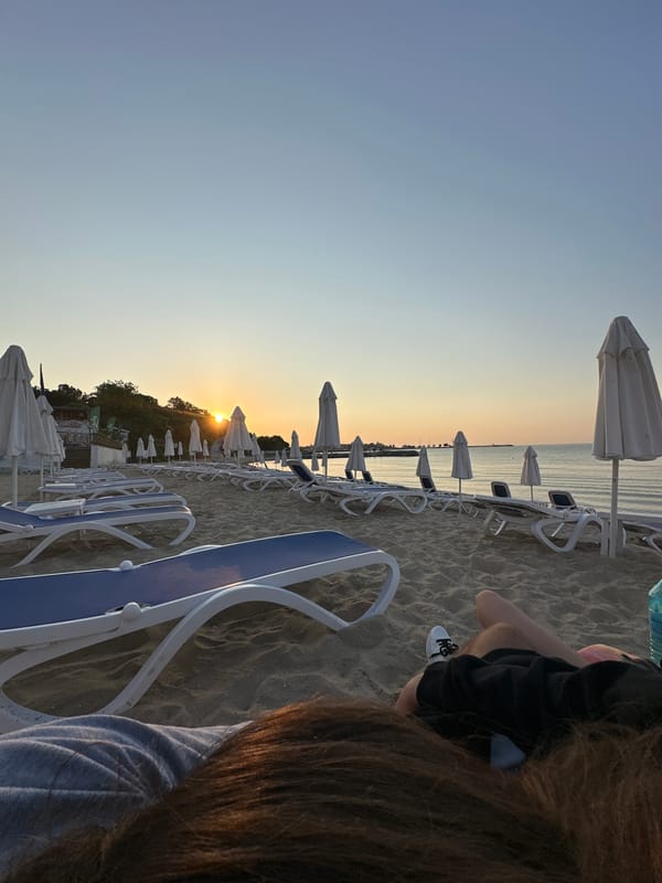 Sunrise moments on the Black Sea shore in Nesebar