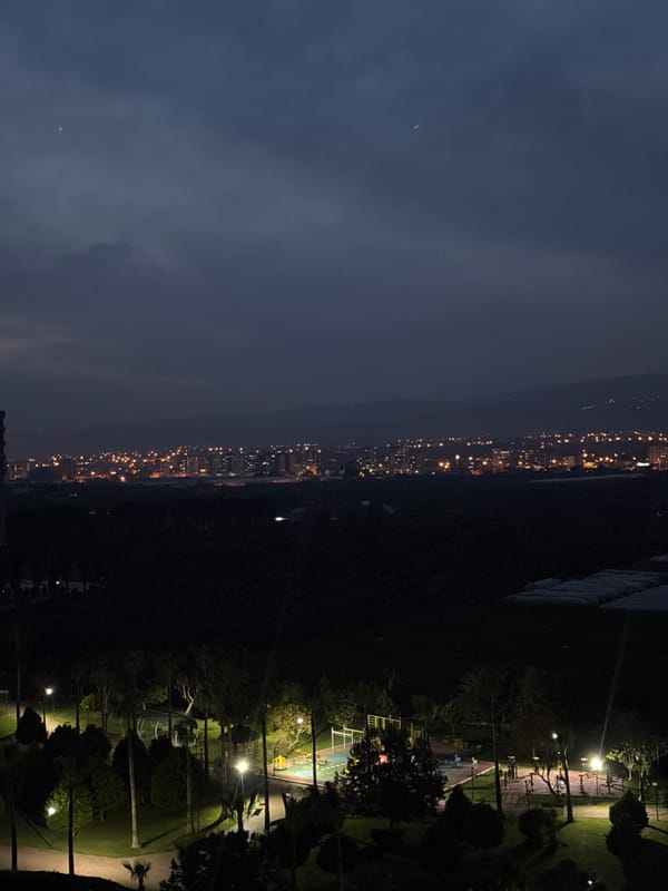 Nighttime cityscape views captured in Erdemli, Turkey